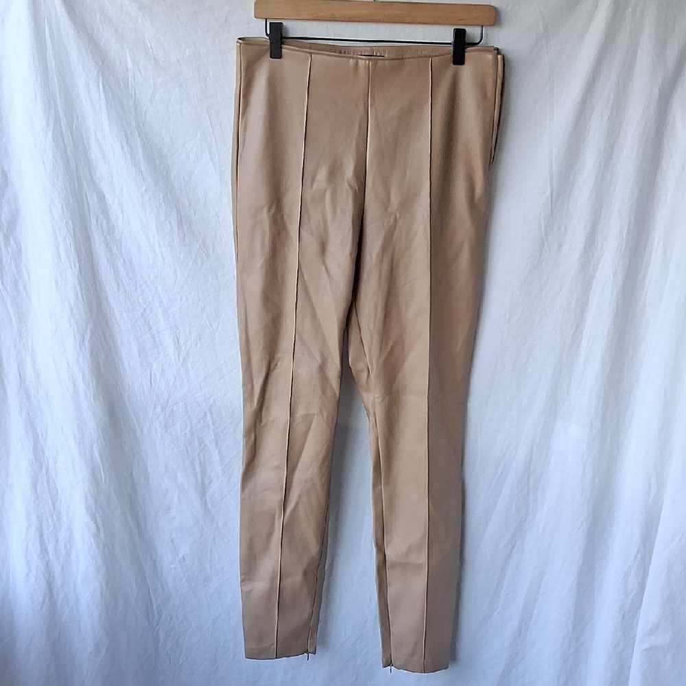 Zara Faux Leather Pants Skinny Size XL Tan Light Brown
